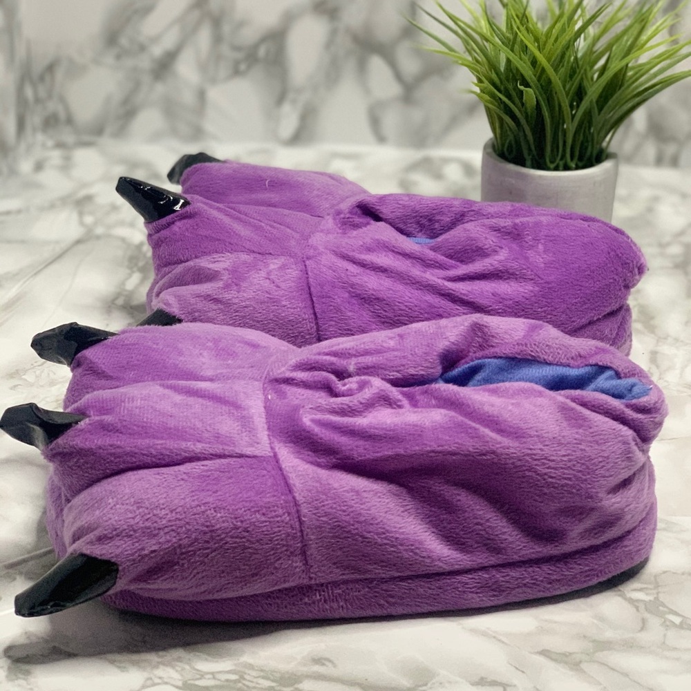 Purple monster house slippers